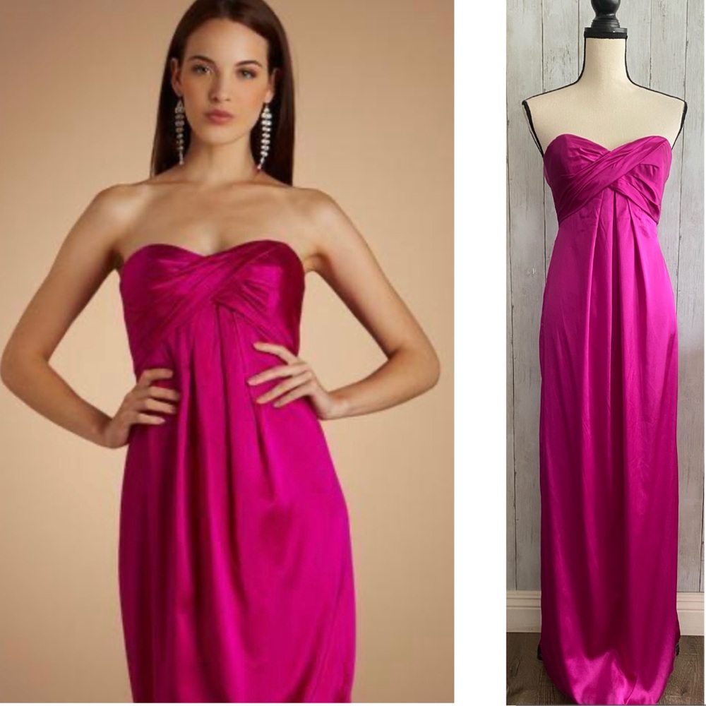Nicole Miller Silk Strapless Maxi Dress